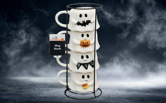 Way To Celebrate Halloween Ghost Stack Ceramic Mugs 4 Count Way To Celebrate Halloween Ghost Stack Ceramic Mugs 4 Count