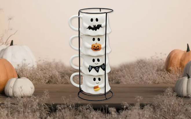 Way To Celebrate Halloween Ghost Stack Ceramic Mugs Way To Celebrate Halloween Ghost Stack Ceramic Mugs