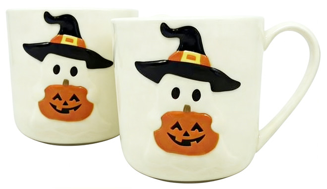 Way To Celebrate Halloween Ghost Stoneware Mug 2 Pack