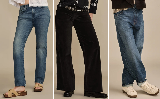 Women and Man Wearing Various Jean Styles from the Lucky Brand Women and Man Wearing Various Jean Styles from the Lucky Brand