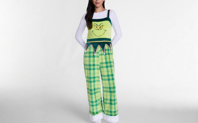 Womens Grinch Velvet Jumpsuit