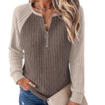 Womens Long Sleeve Half Zipper Top
