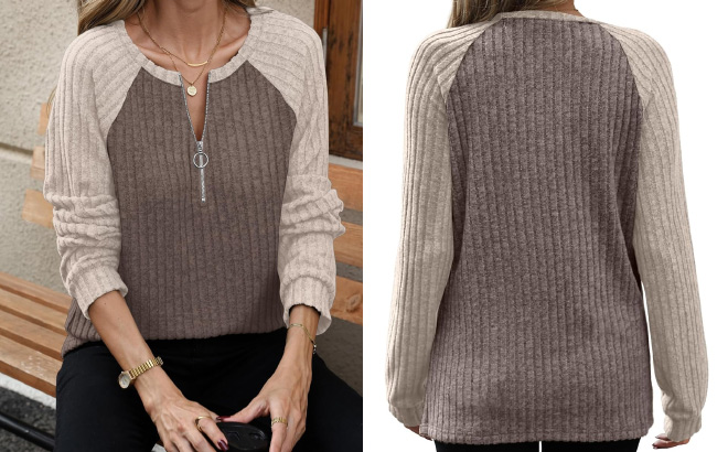 Womens Long Sleeve Half Zipper Tops Womens Long Sleeve Half Zipper Tops