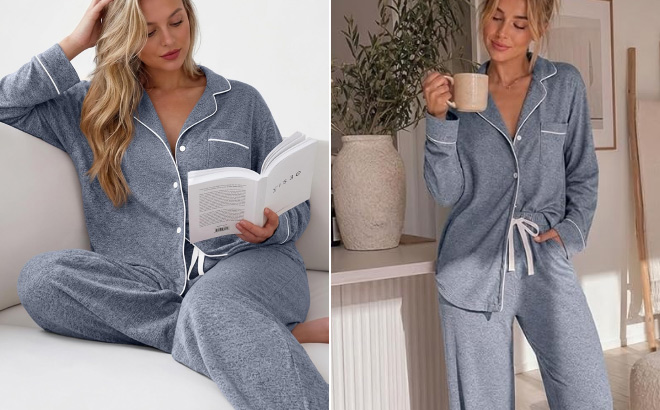 Womens Long Sleeve Pajama Set