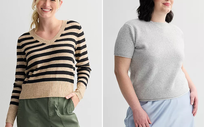 Womens Sonoma Goods For Life Lightweight V Neck Sweater and Juniors Plus Size SO Short Sleeve Sweater T Shirt Womens Sonoma Goods For Life Lightweight V Neck Sweater and Juniors Plus Size SO Short Sleeve Sweater T Shirt
