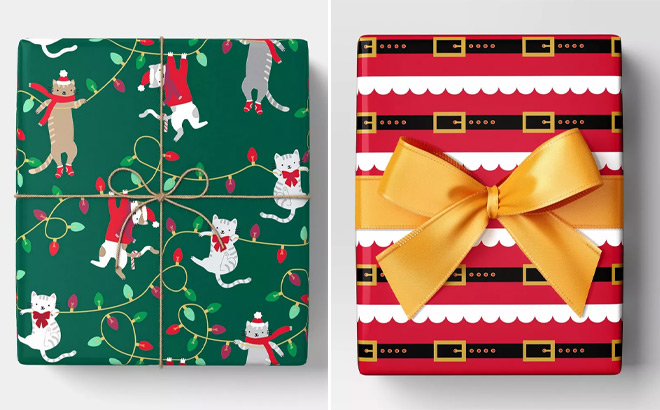 Wondershop Christmas Gift Wrapping Paper Santa Belt Wondershop Christmas Gift Wrapping Paper Santa Belt