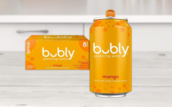 bubly Sparkling Water 8 Pack on a Table bubly Sparkling Water 8 Pack on a Table