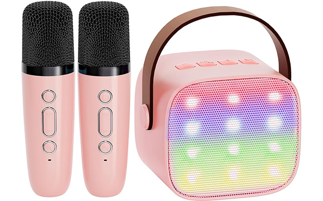 Mini Karaoke Machine With 2 Wireless Microphones Mini Karaoke Machine With 2 Wireless Microphones