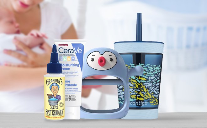 Baby Products with a Baby and a Mother Behind