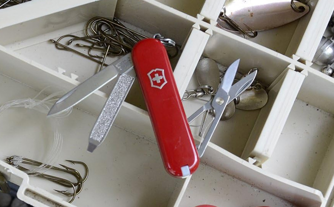 Classic Swiss Army Knife on a Toolbox