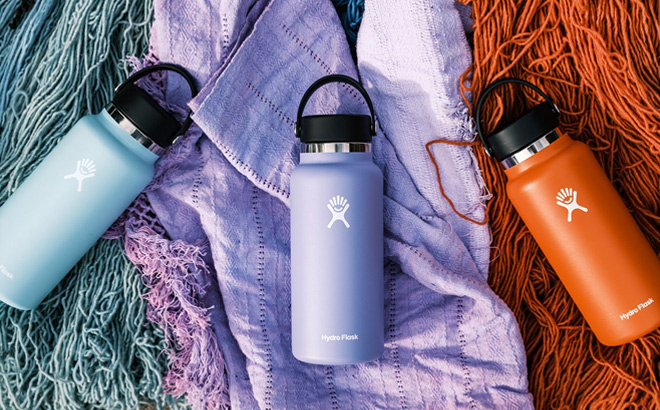 Three Hydro Flask Wide Mouth Water Bottles