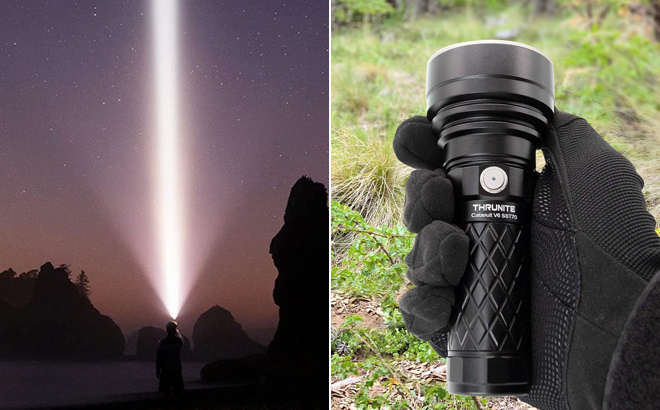 Two Photos of a Powerful LED Rechargeable Flashlight